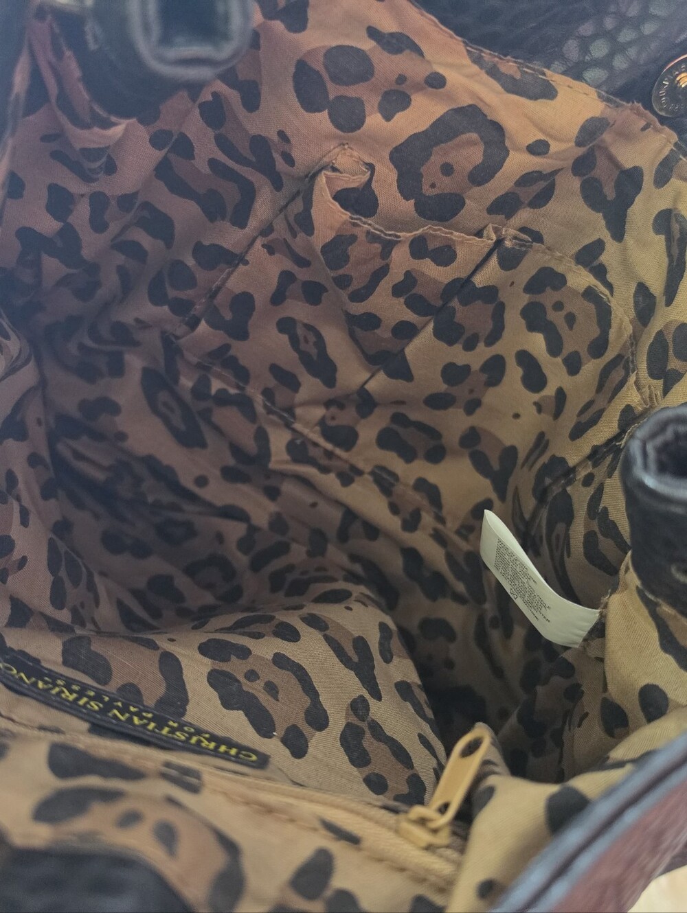 Y2K Christian Siriano for Payless Black Hobo Bag Gold Hardware Leopard - Picture 3 of 7